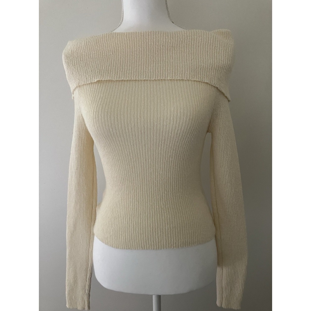 Kelsis Ribbed Knit Off The Shoulder Sweater Size M